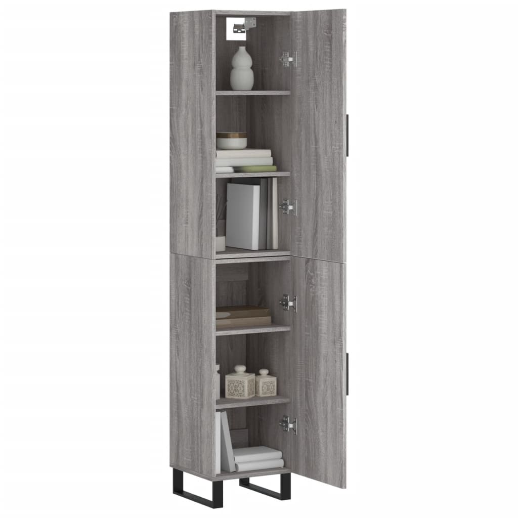Hoge kast 34,5x34x180 cm bewerkt hout grijs sonoma eikenkleurig is nu te koop bij PeponiXL, paradijselijk wonen!