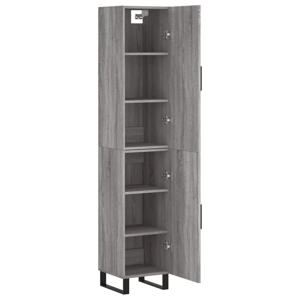 Hoge kast 34,5x34x180 cm bewerkt hout grijs sonoma eikenkleurig is nu te koop bij PeponiXL, paradijselijk wonen!