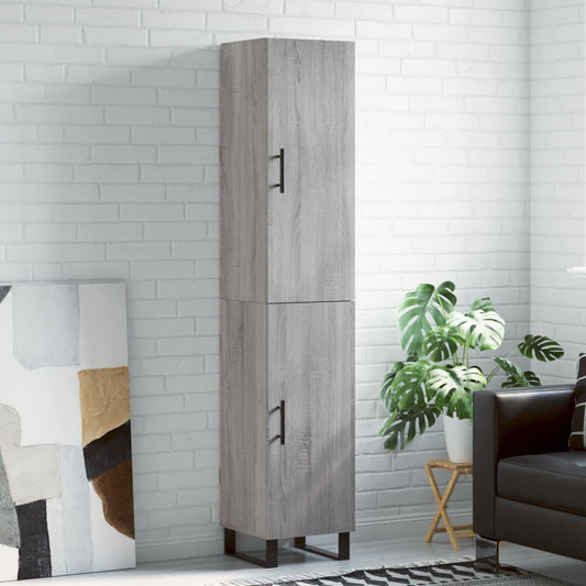 Hoge kast 34,5x34x180 cm bewerkt hout grijs sonoma eikenkleurig is nu te koop bij PeponiXL, paradijselijk wonen!