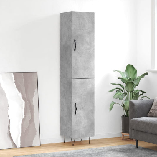 Hoge kast 34,5x34x180 cm bewerkt hout betongrijs is nu te koop bij PeponiXL, paradijselijk wonen!