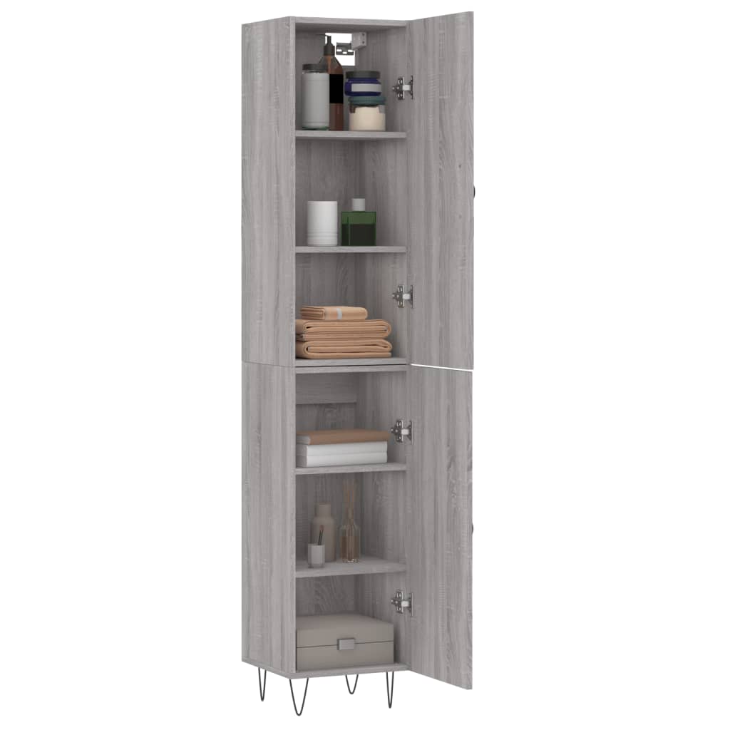 Hoge kast 34,5x34x180 cm bewerkt hout grijs sonoma eikenkleurig is nu te koop bij PeponiXL, paradijselijk wonen!