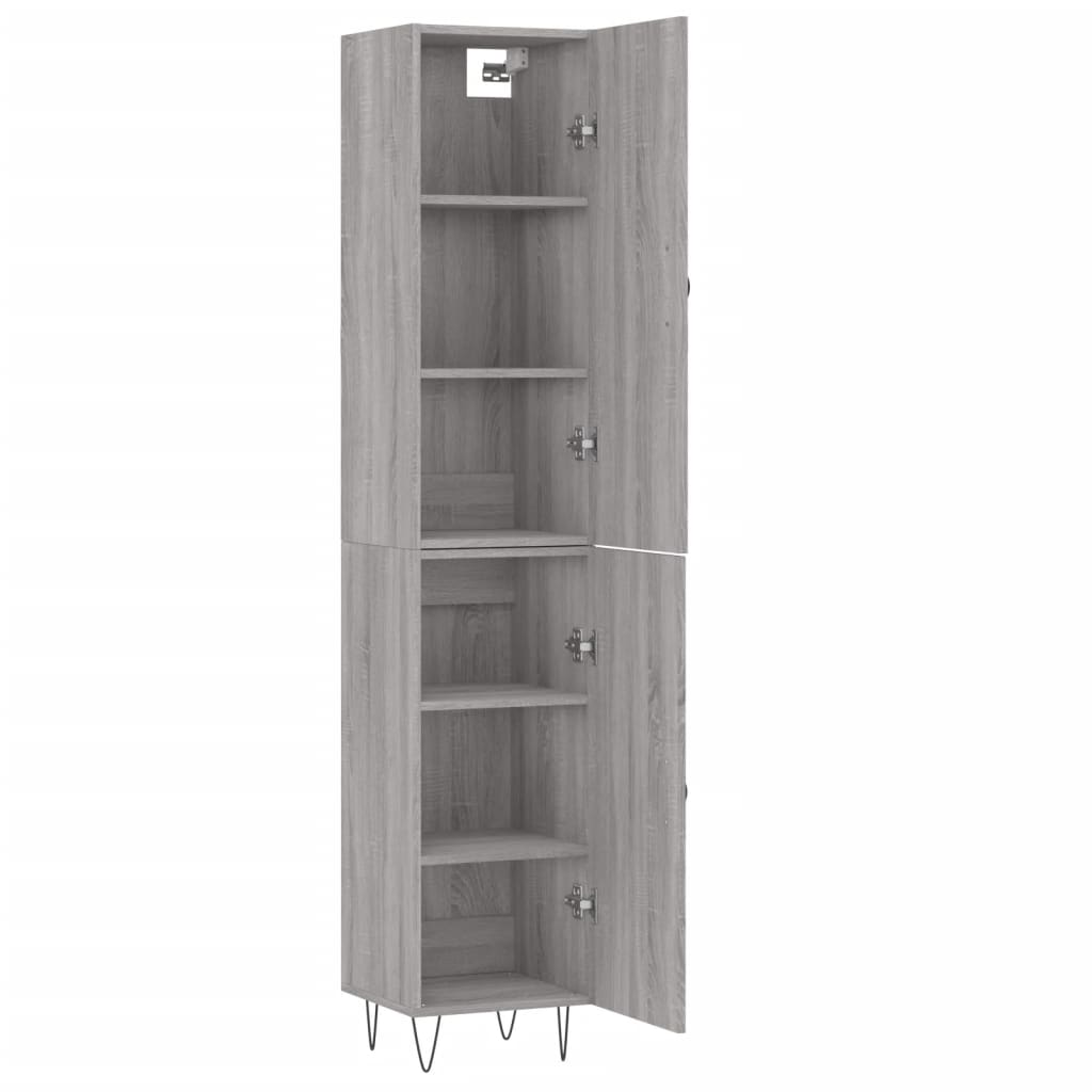Hoge kast 34,5x34x180 cm bewerkt hout grijs sonoma eikenkleurig is nu te koop bij PeponiXL, paradijselijk wonen!