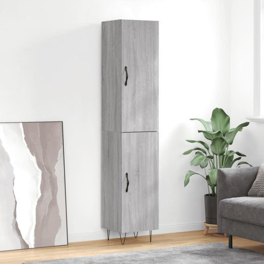 Hoge kast 34,5x34x180 cm bewerkt hout grijs sonoma eikenkleurig is nu te koop bij PeponiXL, paradijselijk wonen!