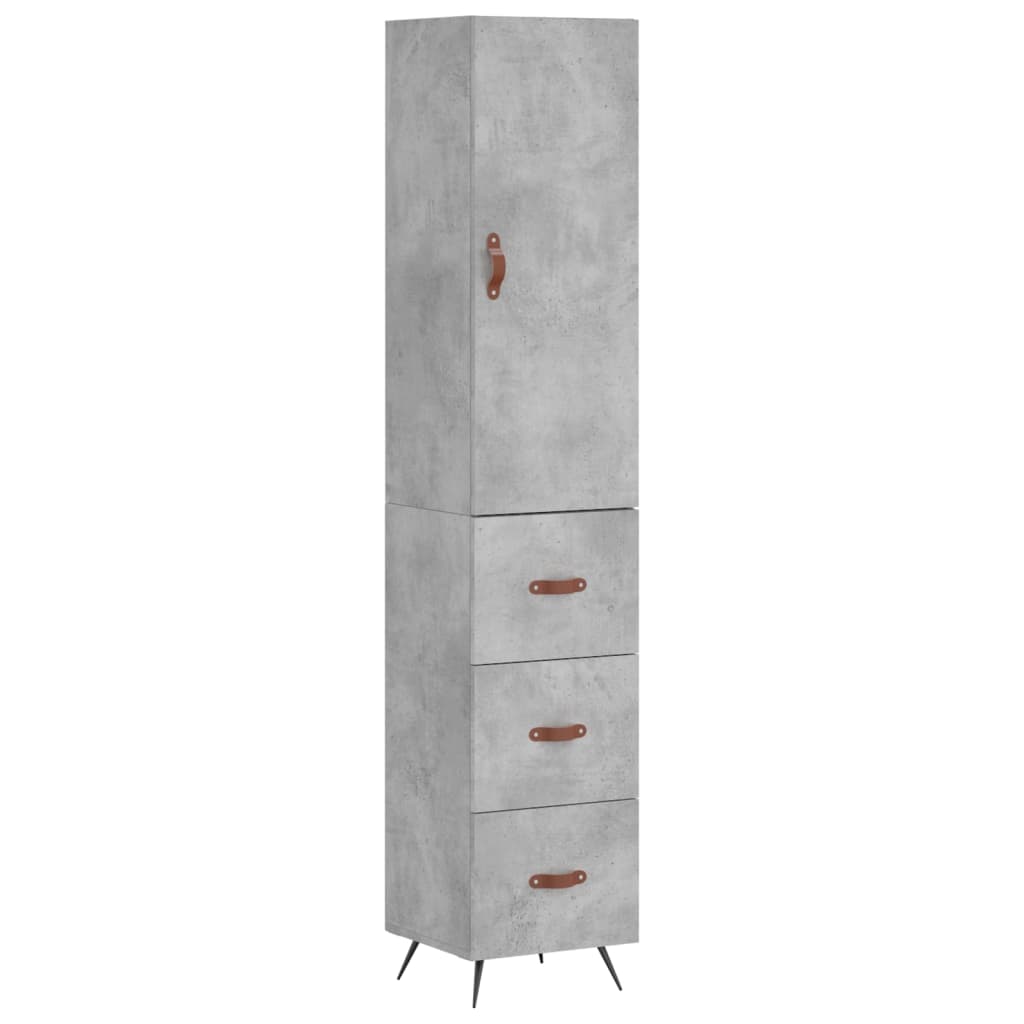 Hoge kast 34,5x34x180 cm bewerkt hout betongrijs is nu te koop bij PeponiXL, paradijselijk wonen!