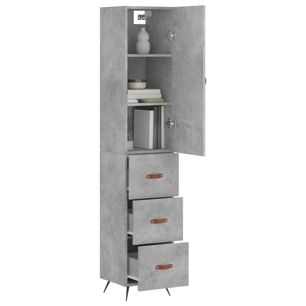 Hoge kast 34,5x34x180 cm bewerkt hout betongrijs is nu te koop bij PeponiXL, paradijselijk wonen!