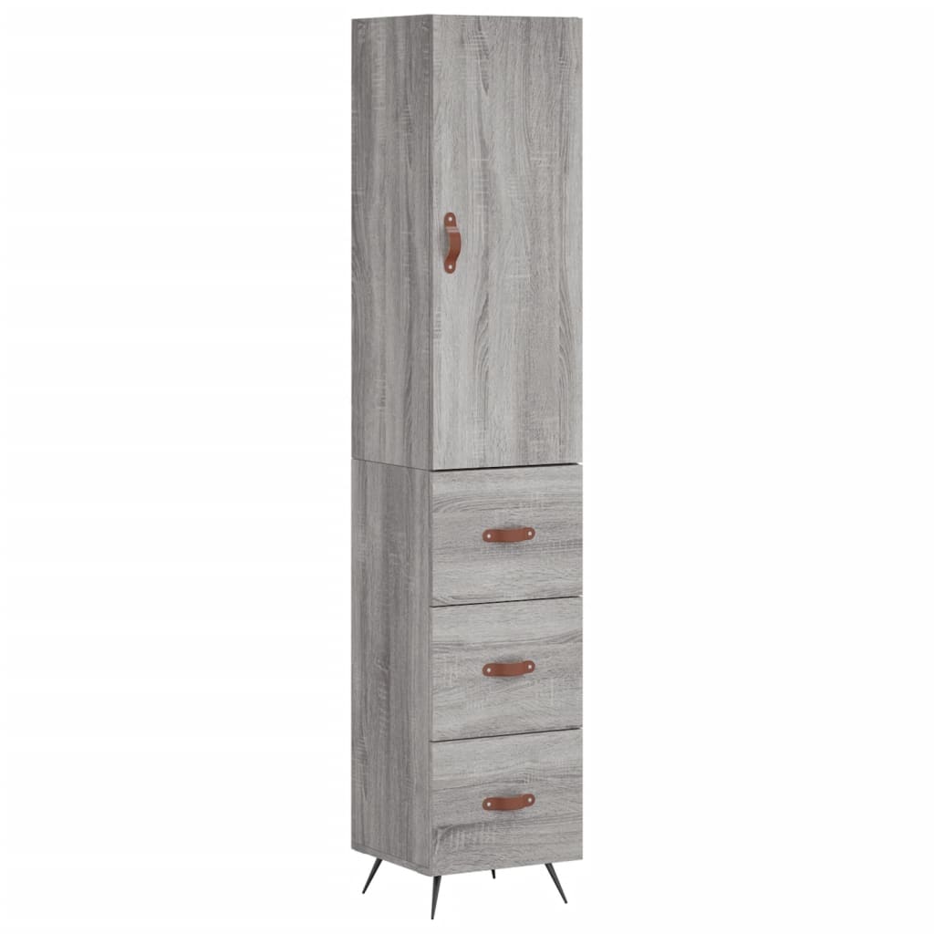 Hoge kast 34,5x34x180 cm bewerkt hout grijs sonoma eikenkleurig is nu te koop bij PeponiXL, paradijselijk wonen!