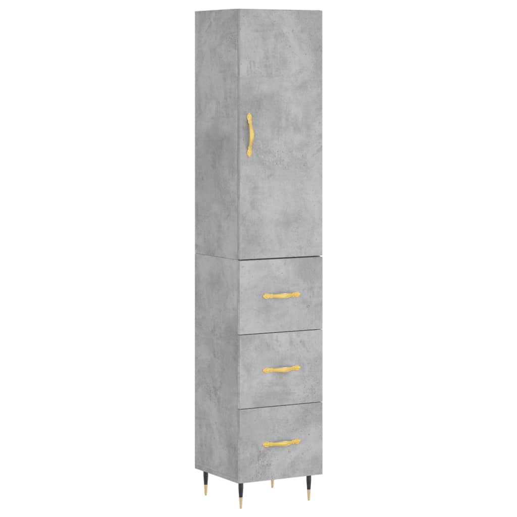 Hoge kast 34,5x34x180 cm bewerkt hout betongrijs is nu te koop bij PeponiXL, paradijselijk wonen!