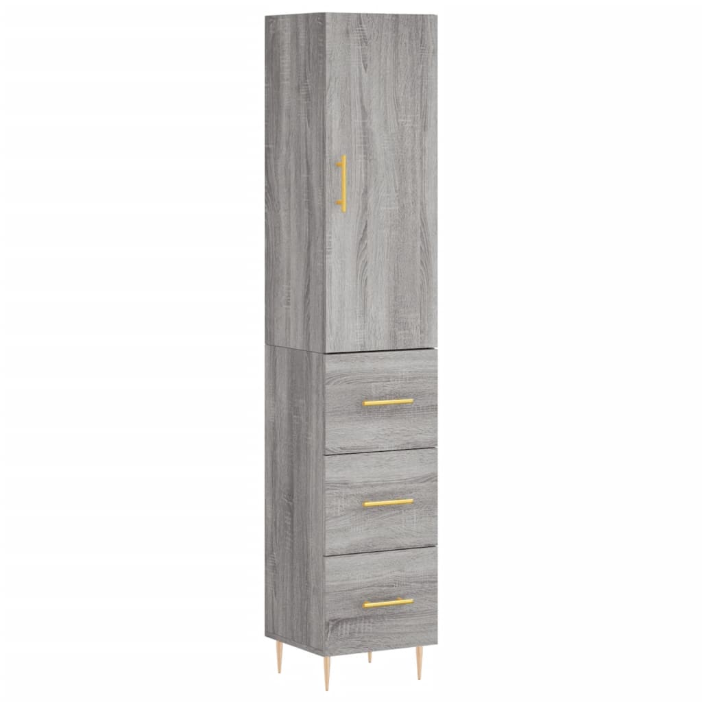 Hoge kast 34,5x34x180 cm bewerkt hout grijs sonoma eikenkleurig is nu te koop bij PeponiXL, paradijselijk wonen!