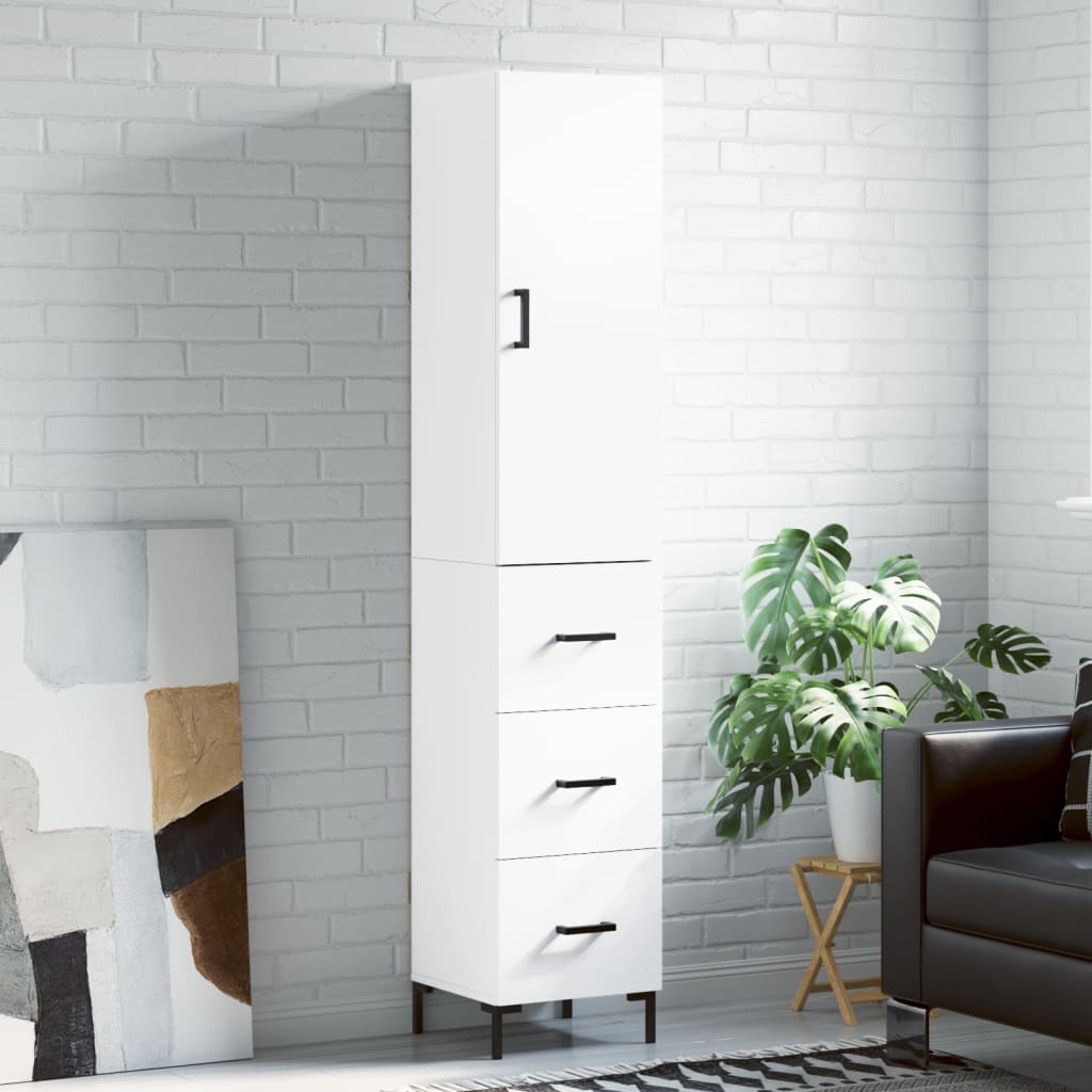 Hoge kast 34,5x34x180 cm bewerkt hout wit is nu te koop bij PeponiXL, paradijselijk wonen!