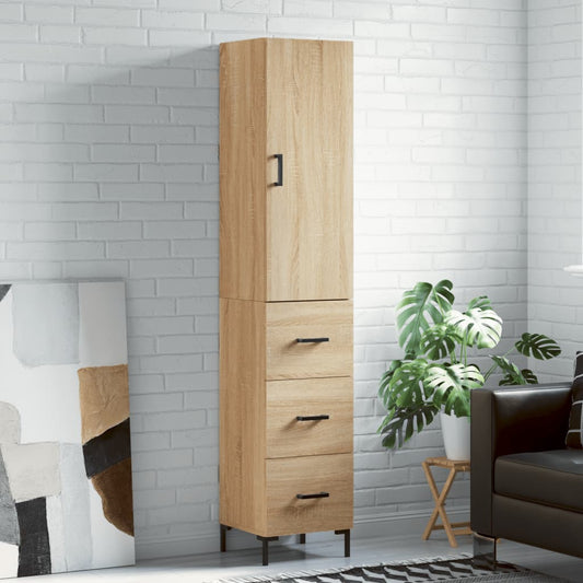 Hoge kast 34,5x34x180 cm bewerkt hout sonoma eikenkleurig is nu te koop bij PeponiXL, paradijselijk wonen!