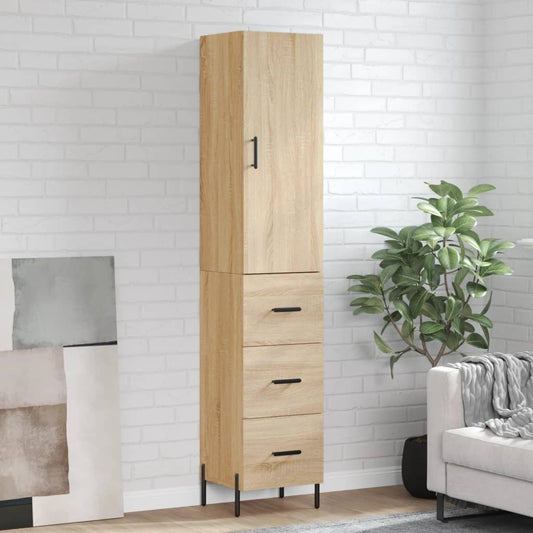 Hoge kast 34,5x34x180 cm bewerkt hout sonoma eikenkleurig is nu te koop bij PeponiXL, paradijselijk wonen!