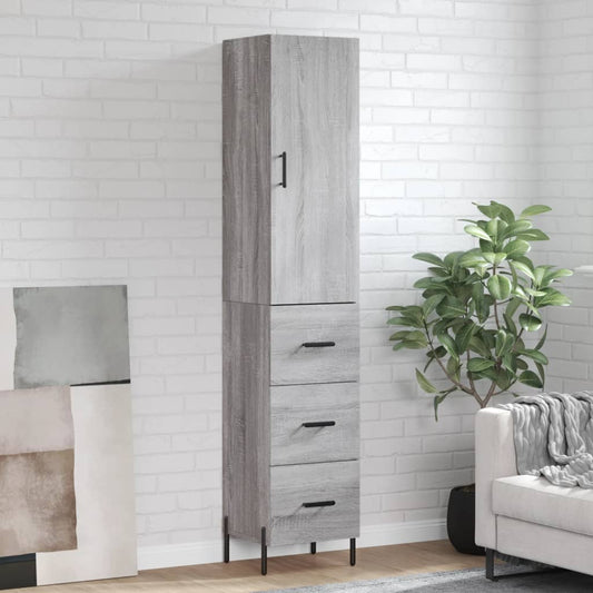Hoge kast 34,5x34x180 cm bewerkt hout grijs sonoma eikenkleurig is nu te koop bij PeponiXL, paradijselijk wonen!