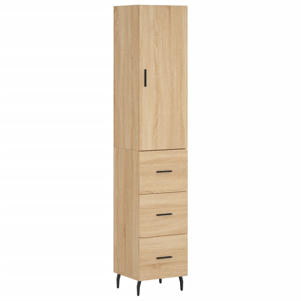 Hoge kast 34,5x34x180 cm bewerkt hout sonoma eikenkleurig is nu te koop bij PeponiXL, paradijselijk wonen!
