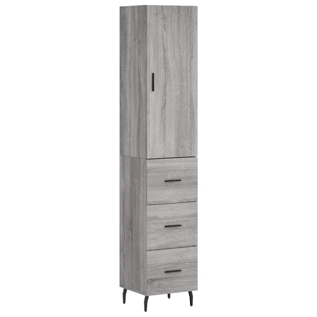 Hoge kast 34,5x34x180 cm bewerkt hout grijs sonoma eikenkleurig is nu te koop bij PeponiXL, paradijselijk wonen!