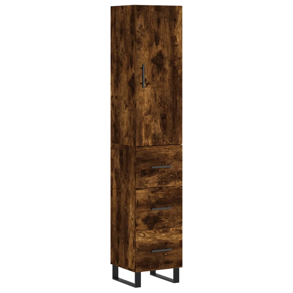 Hoge kast 34,5x34x180 cm bewerkt hout gerookt eikenkleurig is nu te koop bij PeponiXL, paradijselijk wonen!