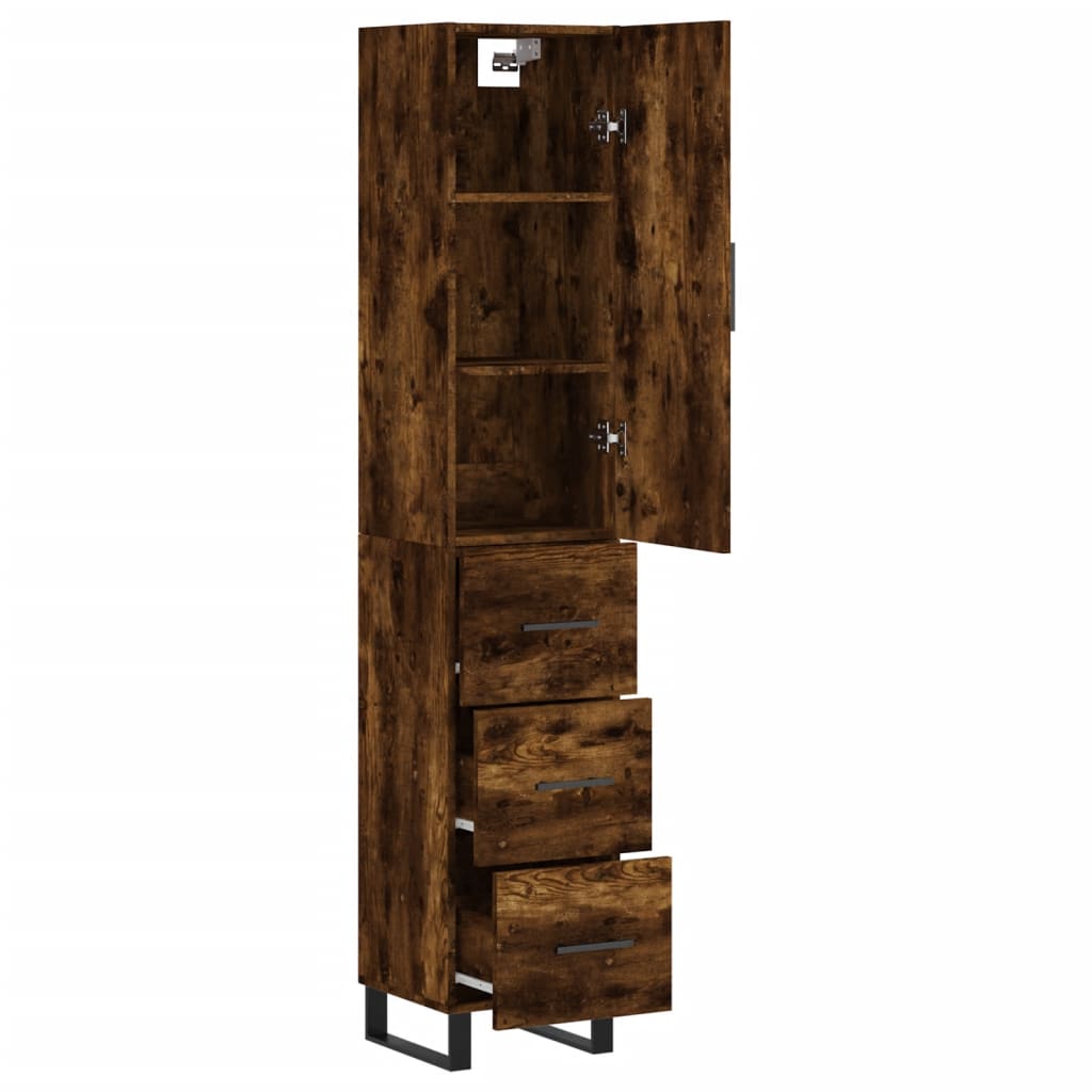 Hoge kast 34,5x34x180 cm bewerkt hout gerookt eikenkleurig is nu te koop bij PeponiXL, paradijselijk wonen!