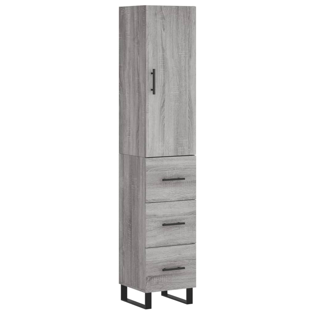 Hoge kast 34,5x34x180 cm bewerkt hout grijs sonoma eikenkleurig is nu te koop bij PeponiXL, paradijselijk wonen!