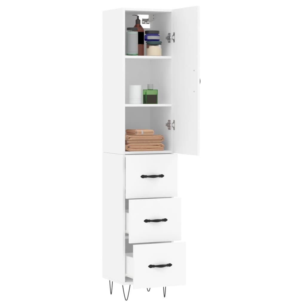 Hoge kast 34,5x34x180 cm bewerkt hout wit is nu te koop bij PeponiXL, paradijselijk wonen!