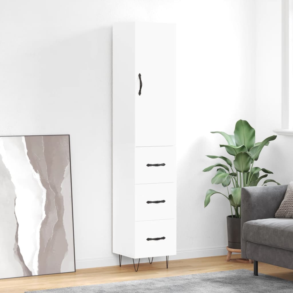 Hoge kast 34,5x34x180 cm bewerkt hout wit is nu te koop bij PeponiXL, paradijselijk wonen!