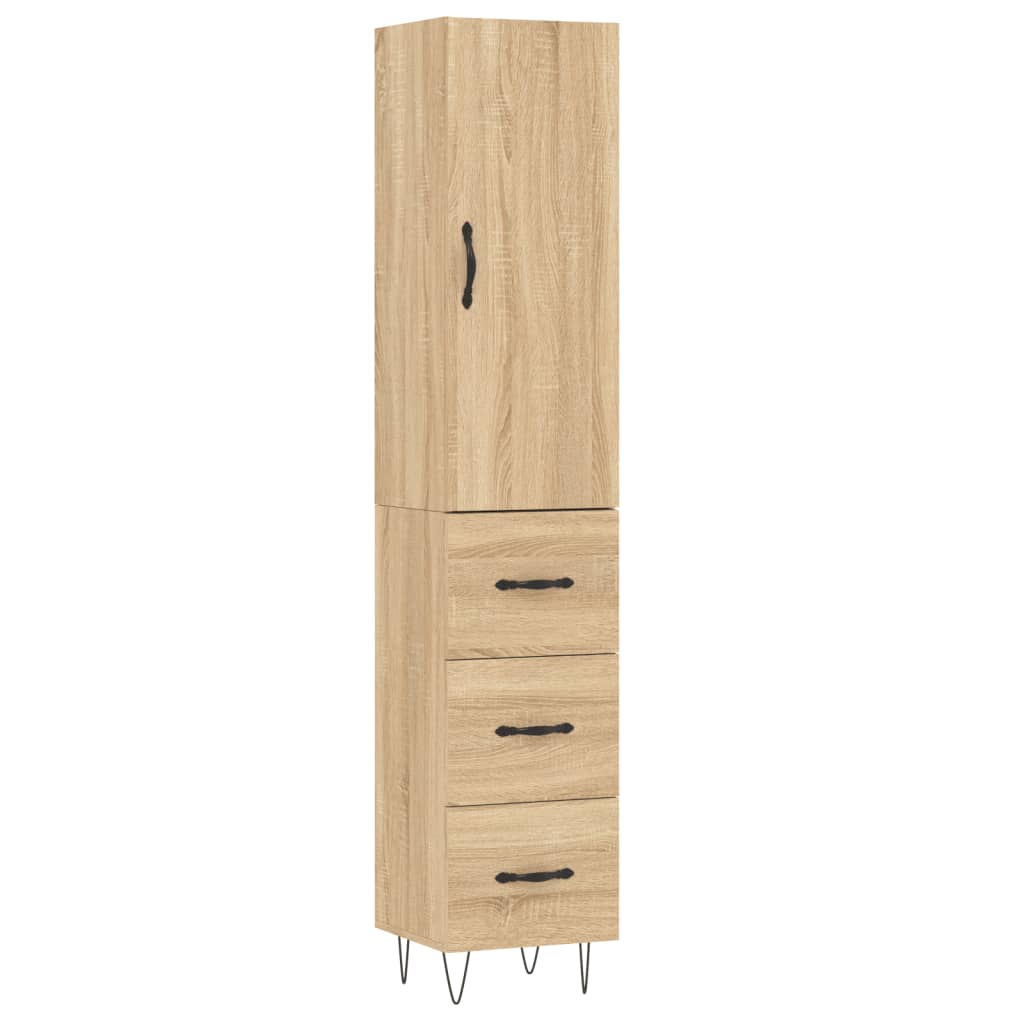 Hoge kast 34,5x34x180 cm bewerkt hout sonoma eikenkleurig is nu te koop bij PeponiXL, paradijselijk wonen!