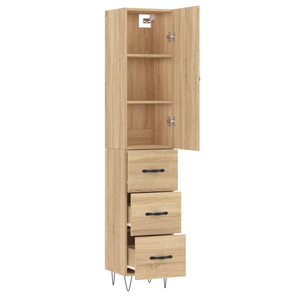 Hoge kast 34,5x34x180 cm bewerkt hout sonoma eikenkleurig is nu te koop bij PeponiXL, paradijselijk wonen!