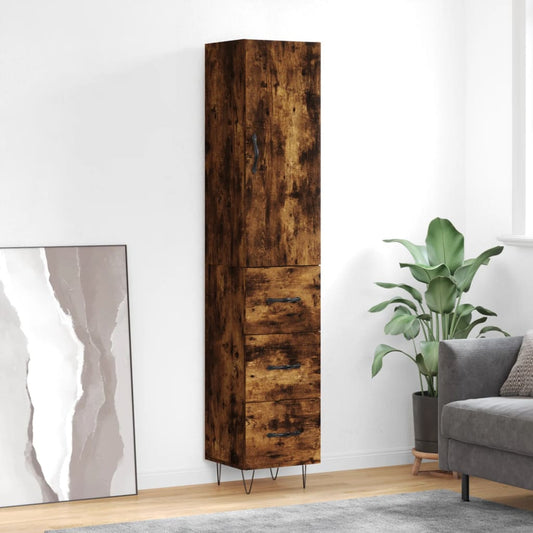 Hoge kast 34,5x34x180 cm bewerkt hout gerookt eikenkleurig is nu te koop bij PeponiXL, paradijselijk wonen!