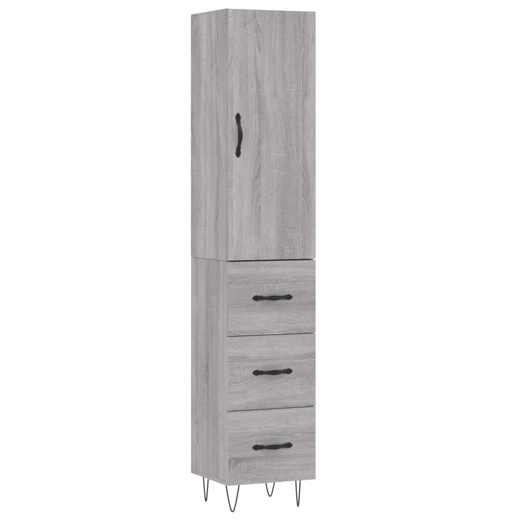 Hoge kast 34,5x34x180 cm bewerkt hout grijs sonoma eikenkleurig is nu te koop bij PeponiXL, paradijselijk wonen!