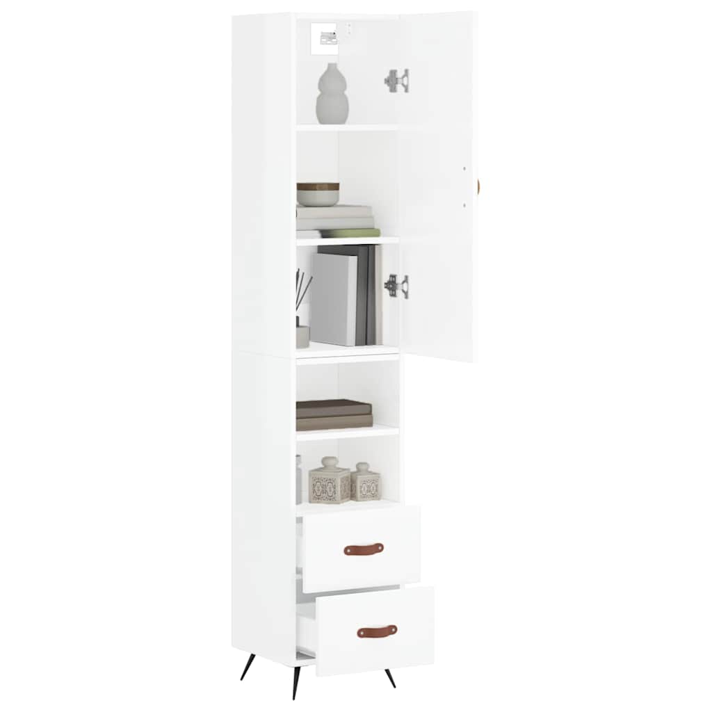 Hoge kast 34,5x34x180 cm bewerkt hout hoogglans wit is nu te koop bij PeponiXL, paradijselijk wonen!