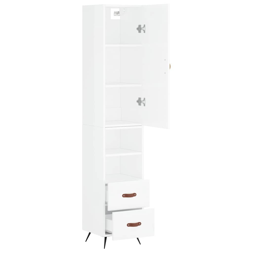 Hoge kast 34,5x34x180 cm bewerkt hout hoogglans wit is nu te koop bij PeponiXL, paradijselijk wonen!