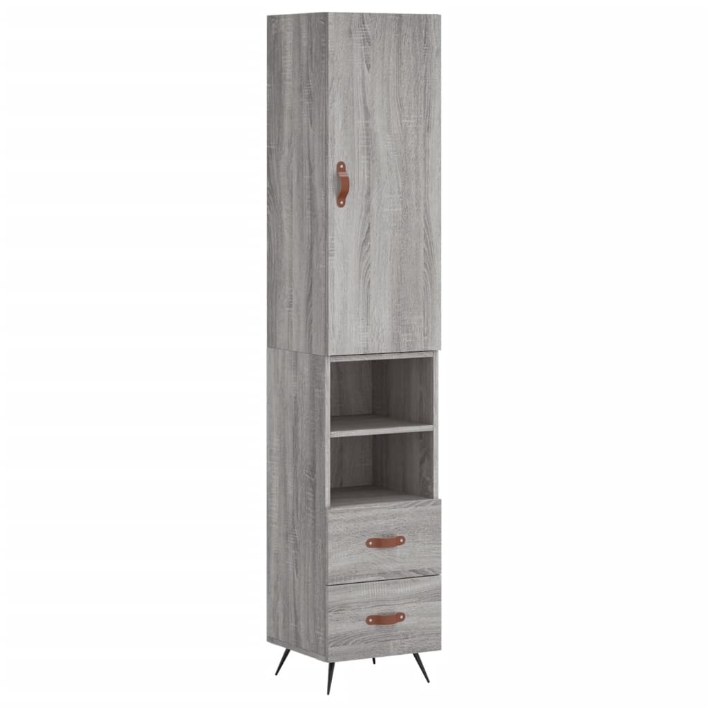Hoge kast 34,5x34x180 cm bewerkt hout grijs sonoma eikenkleurig is nu te koop bij PeponiXL, paradijselijk wonen!