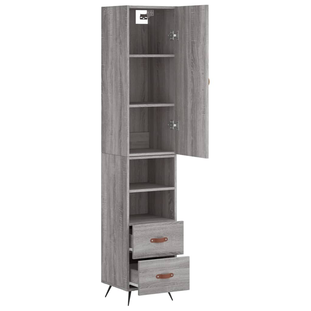 Hoge kast 34,5x34x180 cm bewerkt hout grijs sonoma eikenkleurig is nu te koop bij PeponiXL, paradijselijk wonen!