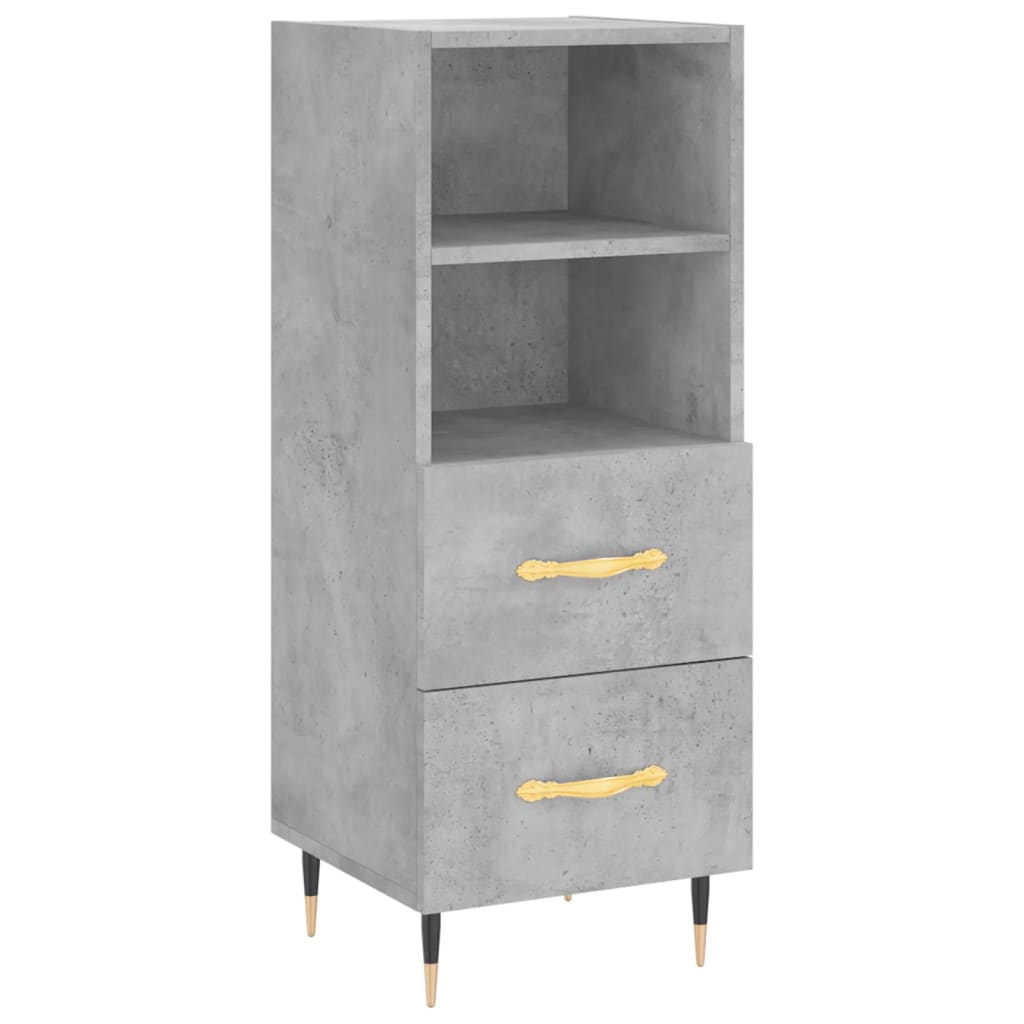 Hoge kast 34,5x34x180 cm bewerkt hout betongrijs is nu te koop bij PeponiXL, paradijselijk wonen!