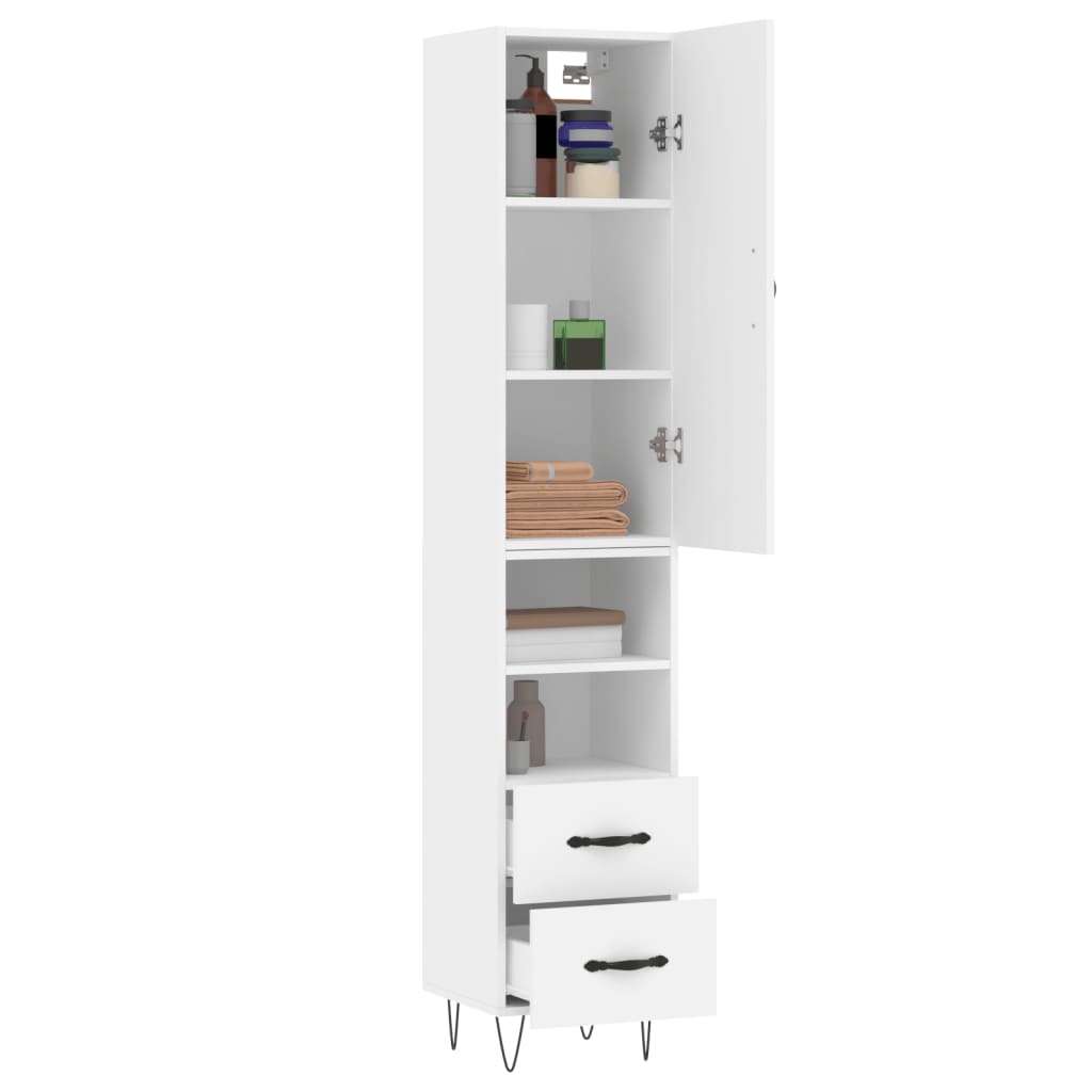Hoge kast 34,5x34x180 cm bewerkt hout wit is nu te koop bij PeponiXL, paradijselijk wonen!