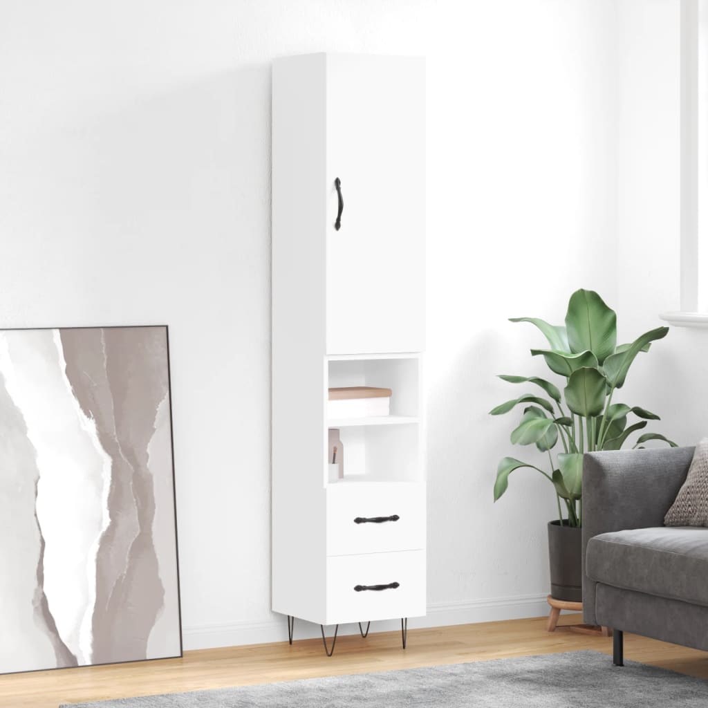 Hoge kast 34,5x34x180 cm bewerkt hout wit is nu te koop bij PeponiXL, paradijselijk wonen!
