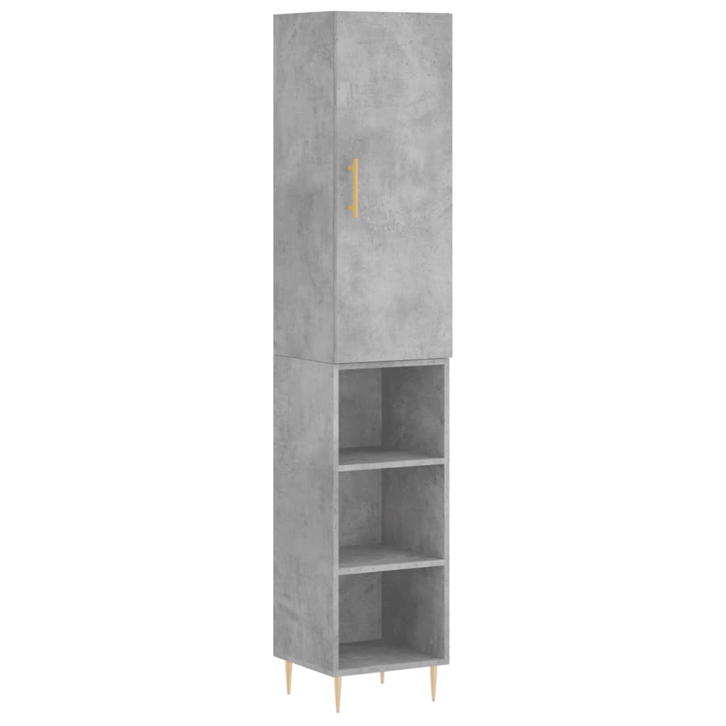 Hoge kast 34,5x34x180 cm bewerkt hout betongrijs is nu te koop bij PeponiXL, paradijselijk wonen!