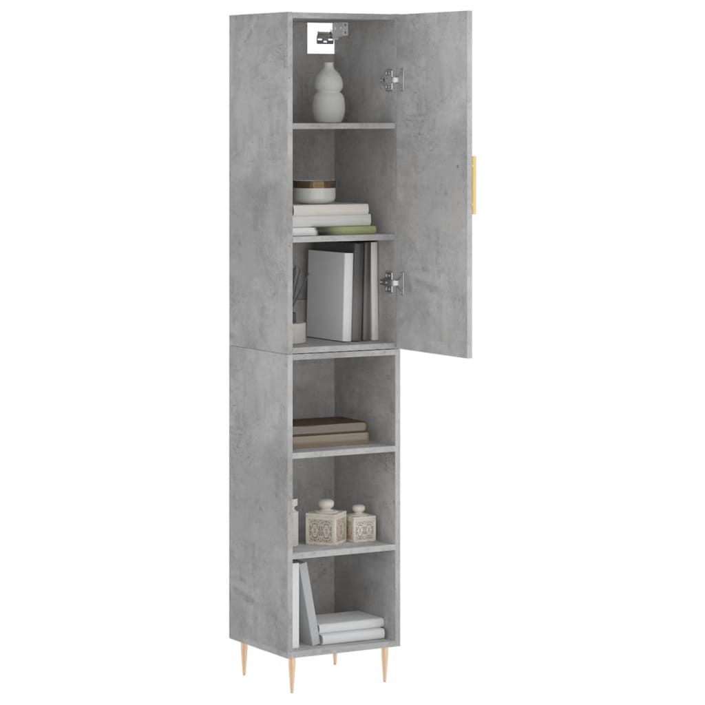 Hoge kast 34,5x34x180 cm bewerkt hout betongrijs is nu te koop bij PeponiXL, paradijselijk wonen!
