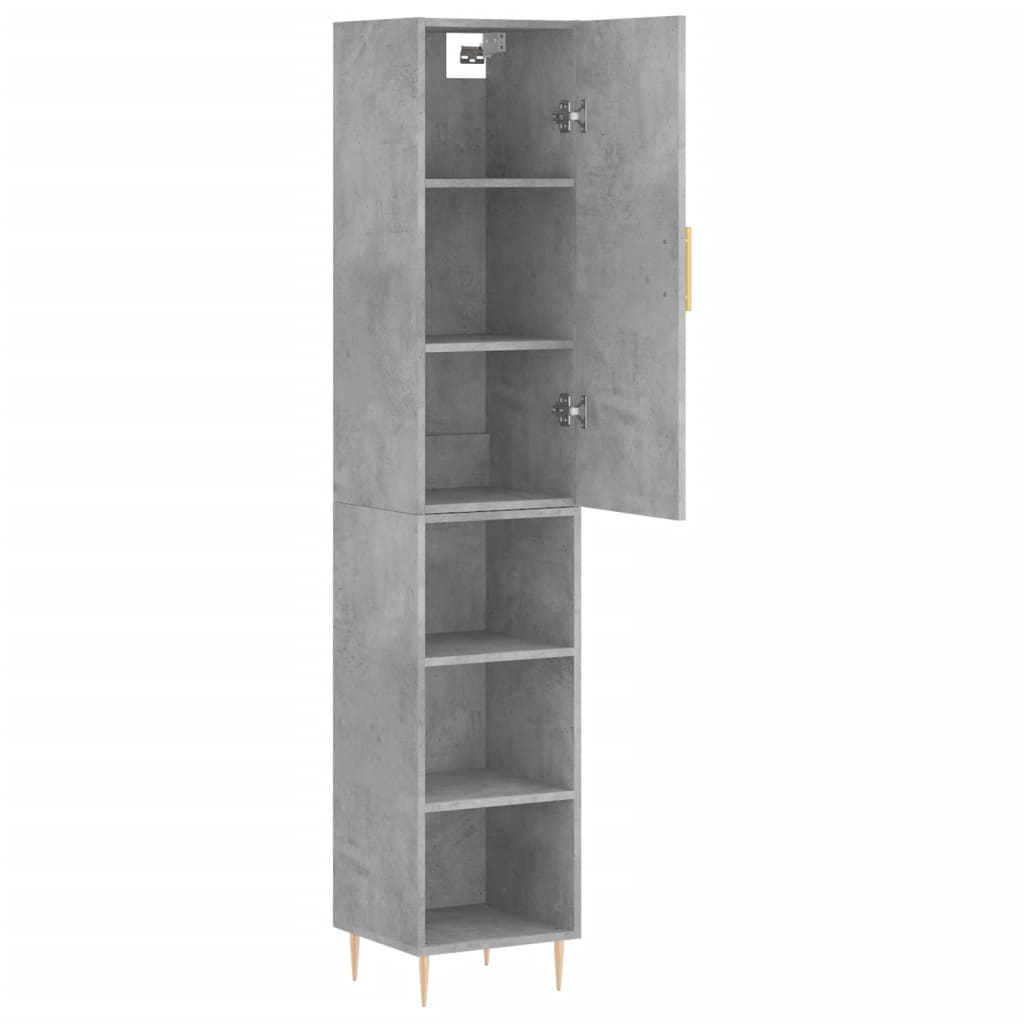 Hoge kast 34,5x34x180 cm bewerkt hout betongrijs is nu te koop bij PeponiXL, paradijselijk wonen!