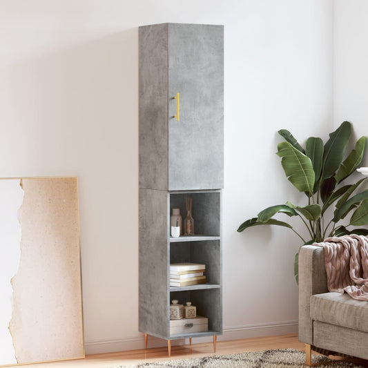 Hoge kast 34,5x34x180 cm bewerkt hout betongrijs is nu te koop bij PeponiXL, paradijselijk wonen!