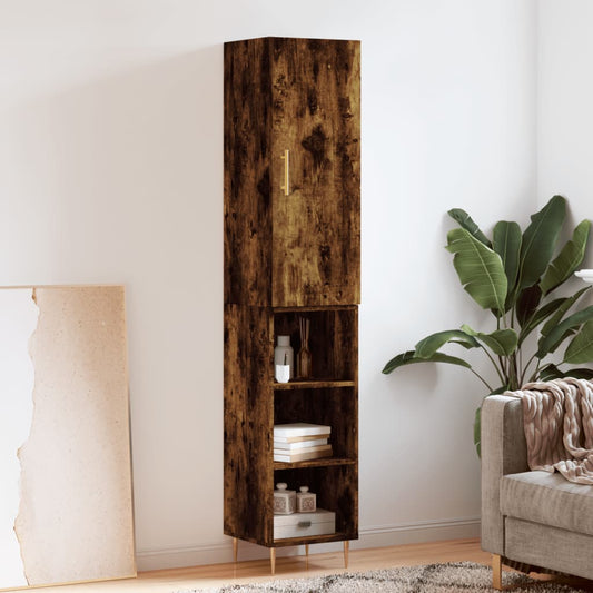 Hoge kast 34,5x34x180 cm bewerkt hout gerookt eikenkleurig is nu te koop bij PeponiXL, paradijselijk wonen!