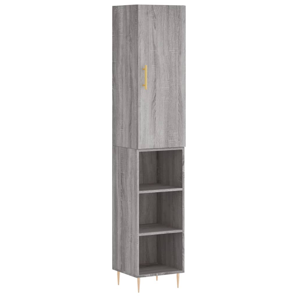 Hoge kast 34,5x34x180 cm bewerkt hout grijs sonoma eikenkleurig is nu te koop bij PeponiXL, paradijselijk wonen!