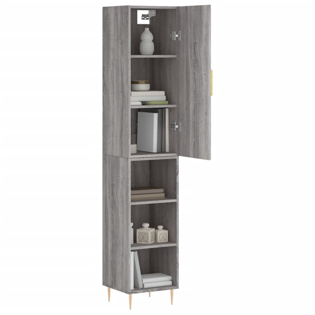 Hoge kast 34,5x34x180 cm bewerkt hout grijs sonoma eikenkleurig is nu te koop bij PeponiXL, paradijselijk wonen!