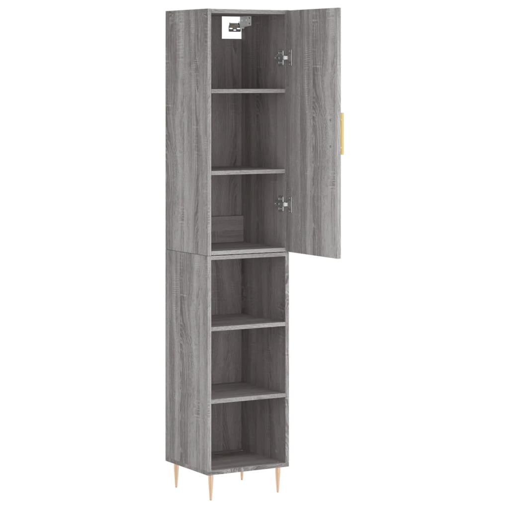 Hoge kast 34,5x34x180 cm bewerkt hout grijs sonoma eikenkleurig is nu te koop bij PeponiXL, paradijselijk wonen!