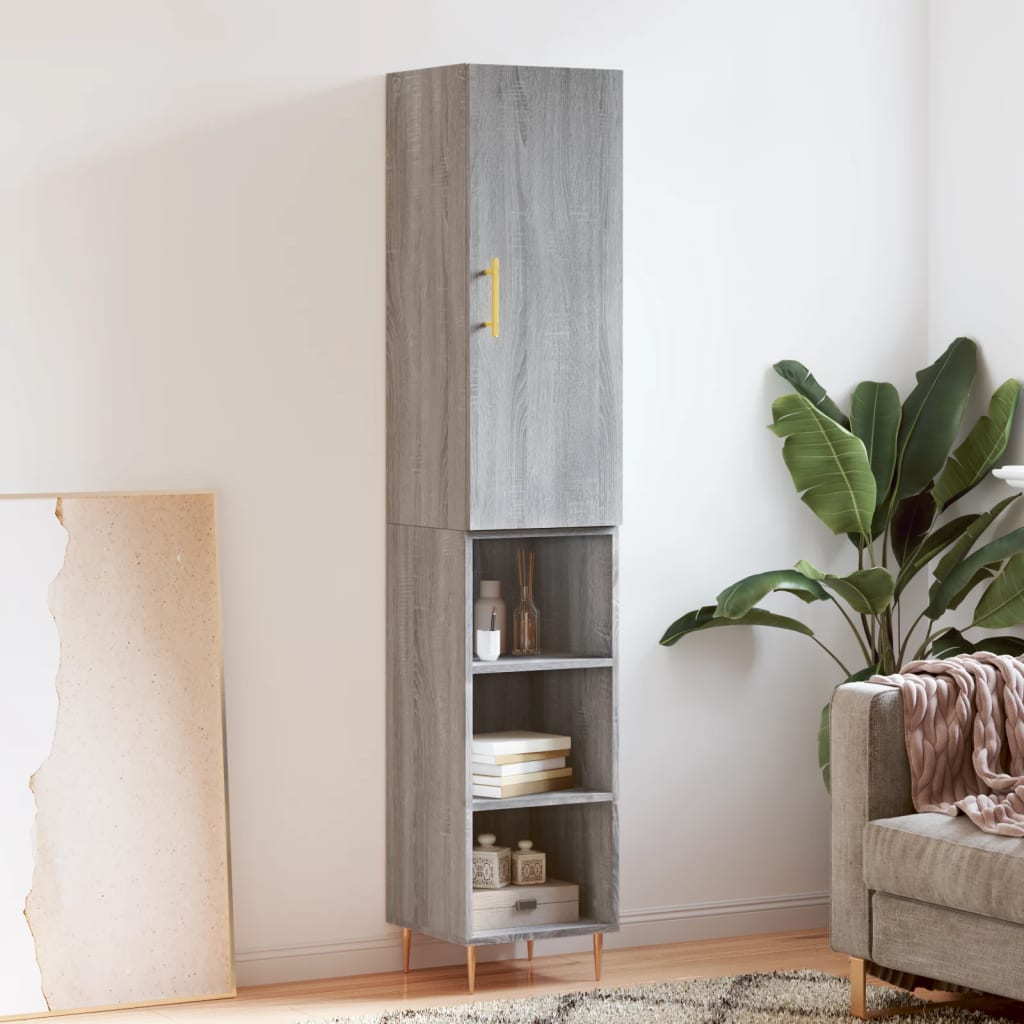 Hoge kast 34,5x34x180 cm bewerkt hout grijs sonoma eikenkleurig is nu te koop bij PeponiXL, paradijselijk wonen!