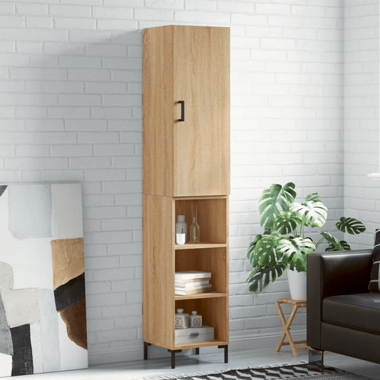 Hoge kast 34,5x34x180 cm bewerkt hout sonoma eikenkleurig is nu te koop bij PeponiXL, paradijselijk wonen!