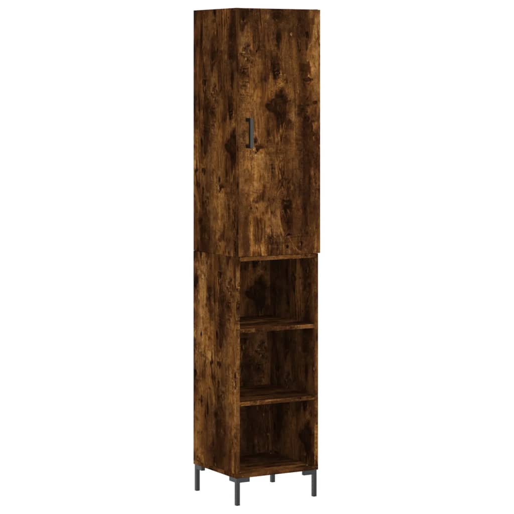Hoge kast 34,5x34x180 cm bewerkt hout gerookt eikenkleurig is nu te koop bij PeponiXL, paradijselijk wonen!