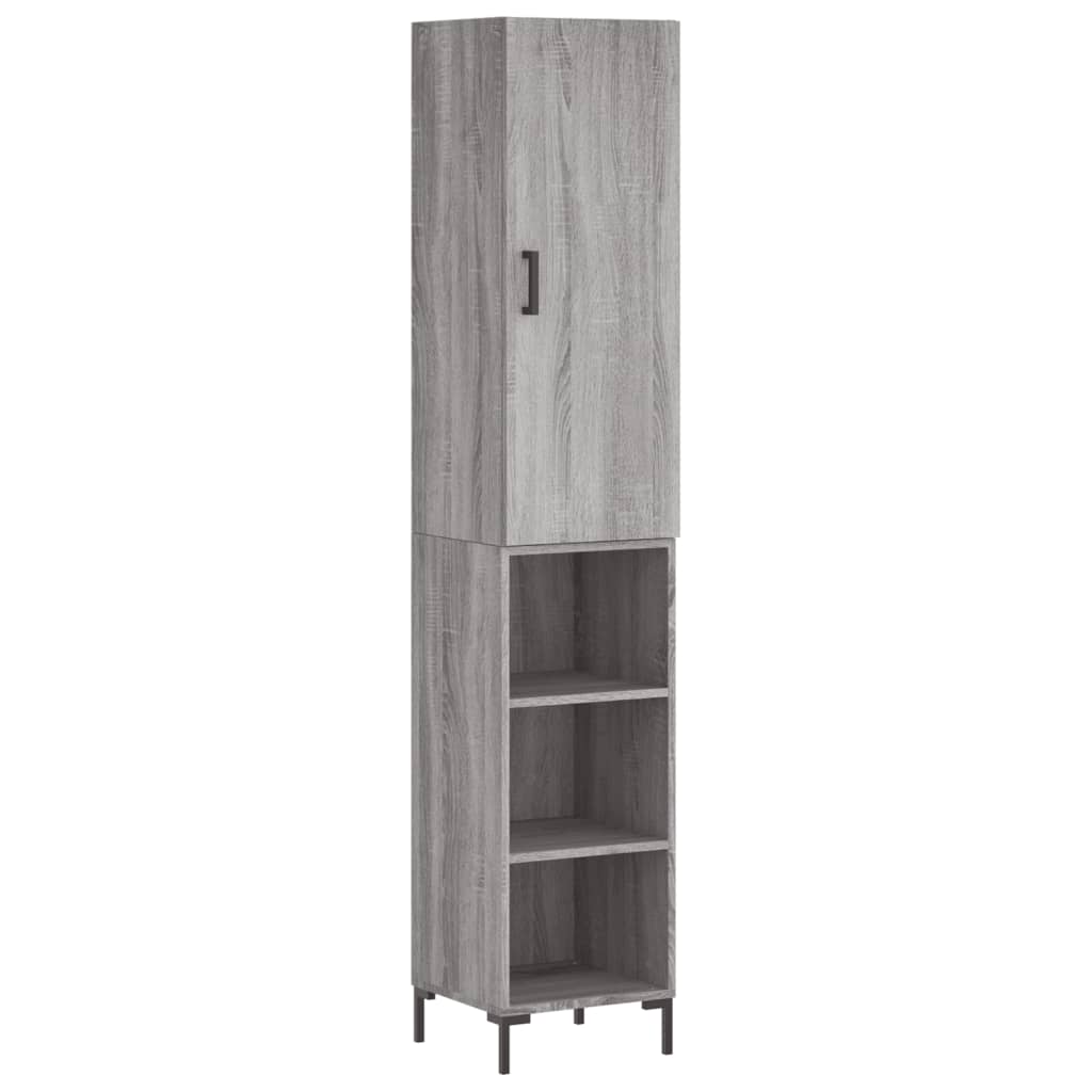 Hoge kast 34,5x34x180 cm bewerkt hout grijs sonoma eikenkleurig is nu te koop bij PeponiXL, paradijselijk wonen!