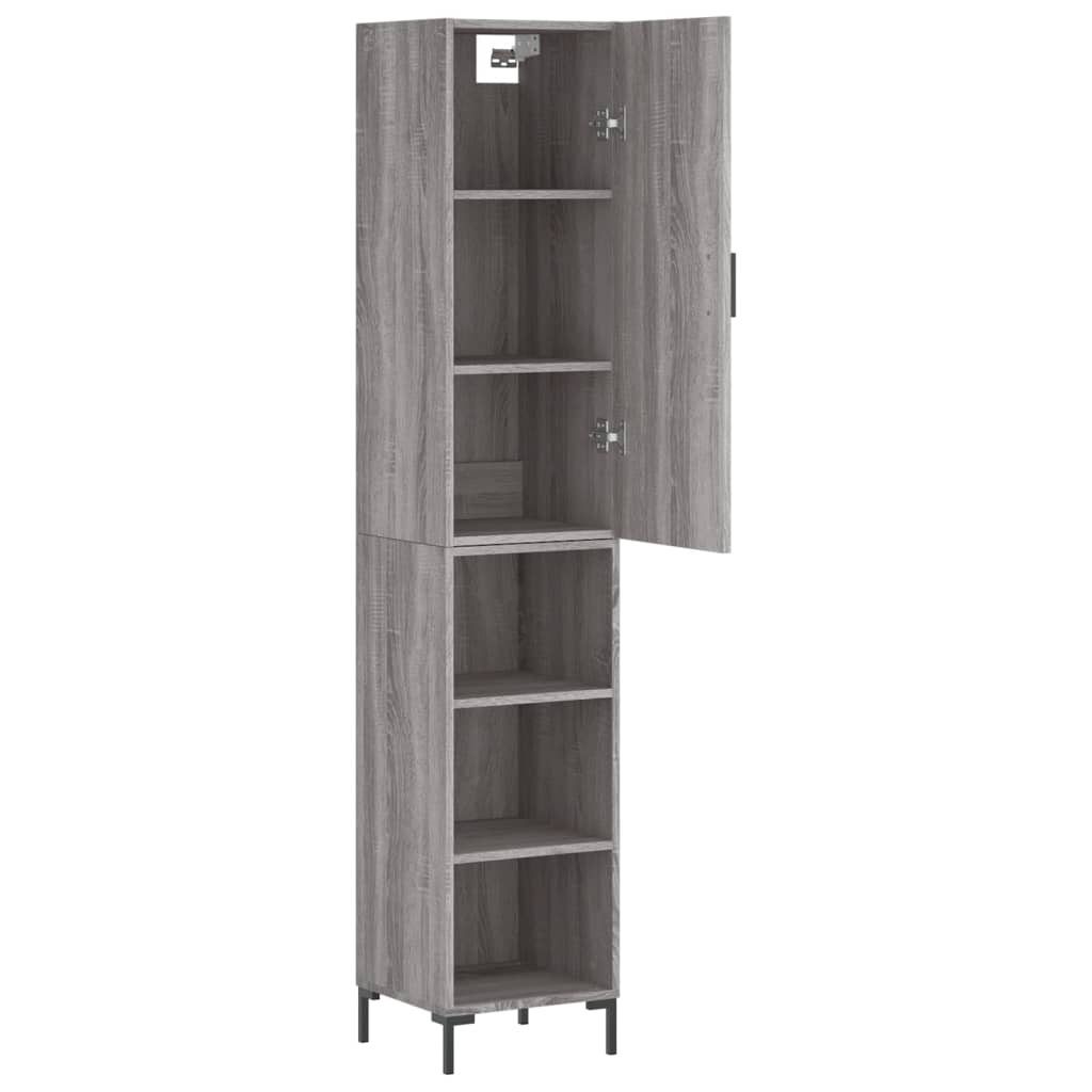 Hoge kast 34,5x34x180 cm bewerkt hout grijs sonoma eikenkleurig is nu te koop bij PeponiXL, paradijselijk wonen!