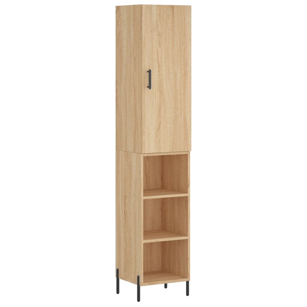 Hoge kast 34,5x34x180 cm bewerkt hout sonoma eikenkleurig is nu te koop bij PeponiXL, paradijselijk wonen!