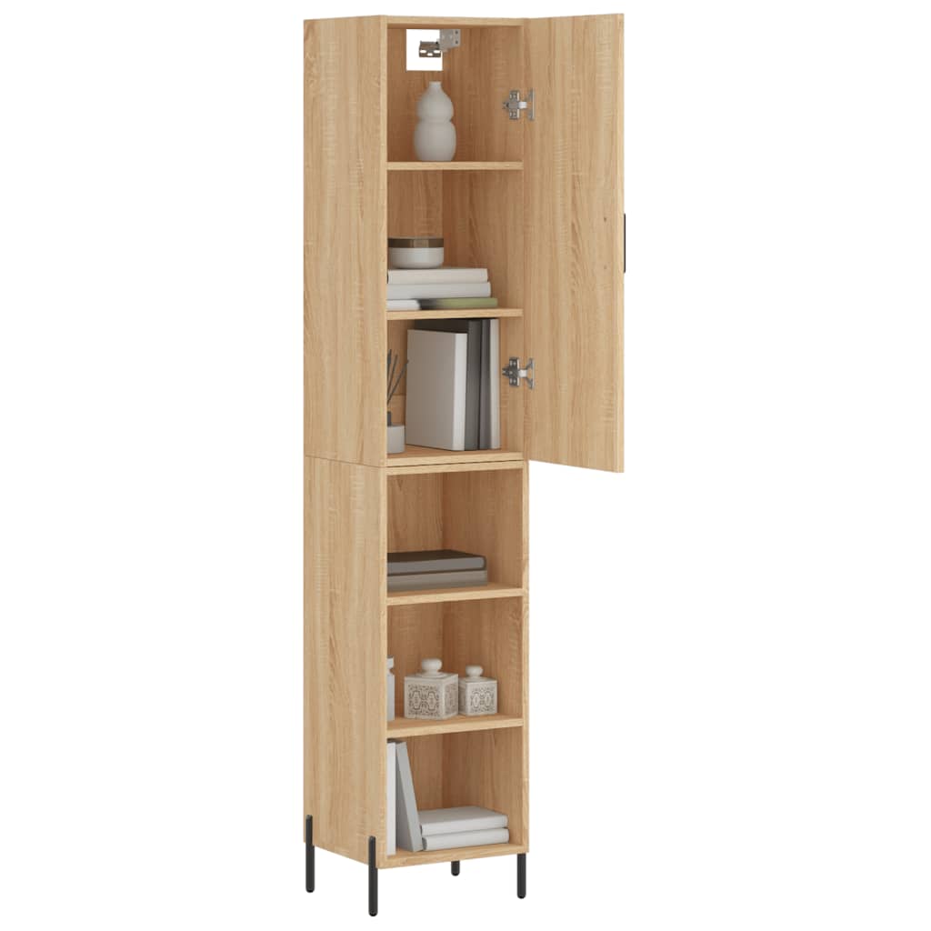 Hoge kast 34,5x34x180 cm bewerkt hout sonoma eikenkleurig is nu te koop bij PeponiXL, paradijselijk wonen!