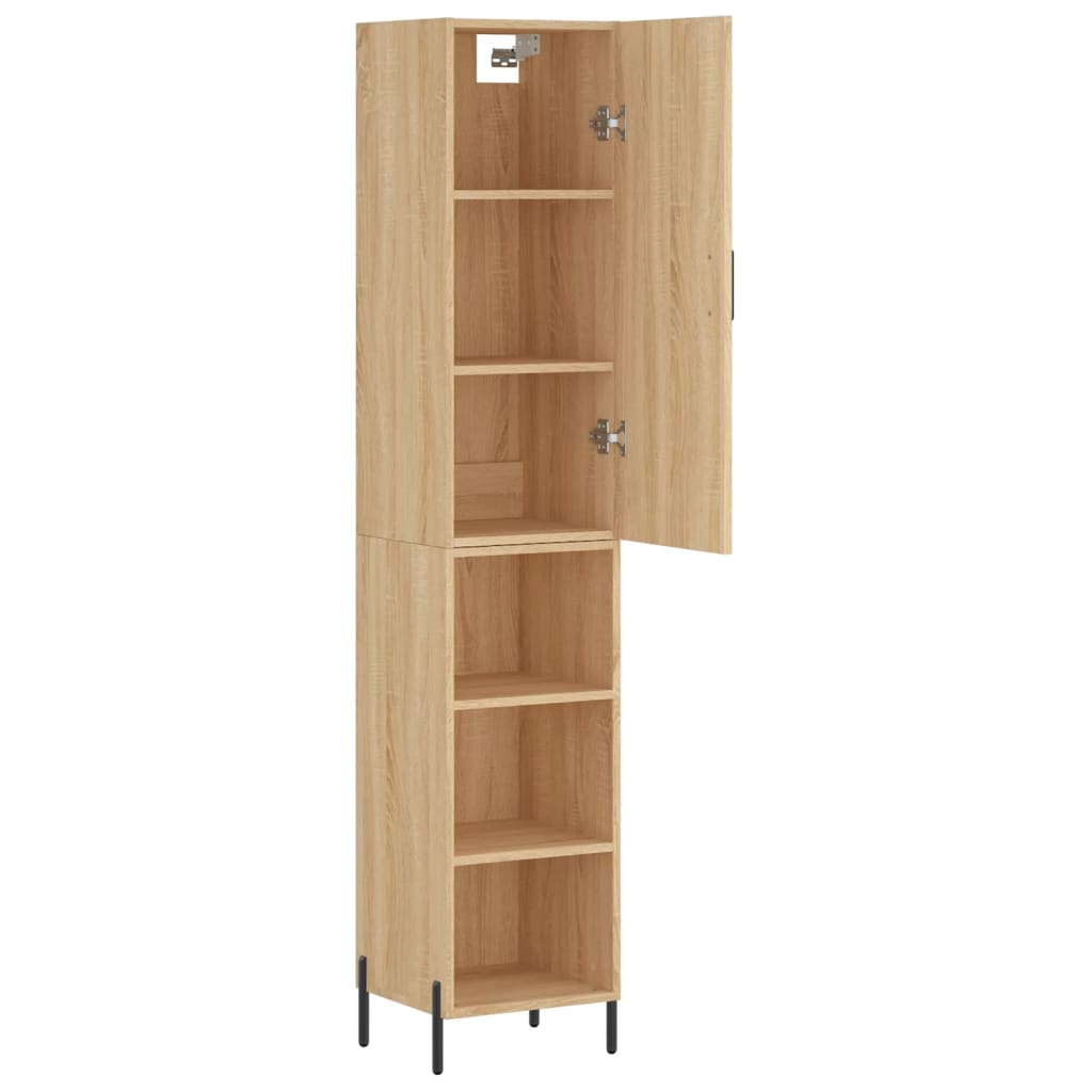 Hoge kast 34,5x34x180 cm bewerkt hout sonoma eikenkleurig is nu te koop bij PeponiXL, paradijselijk wonen!